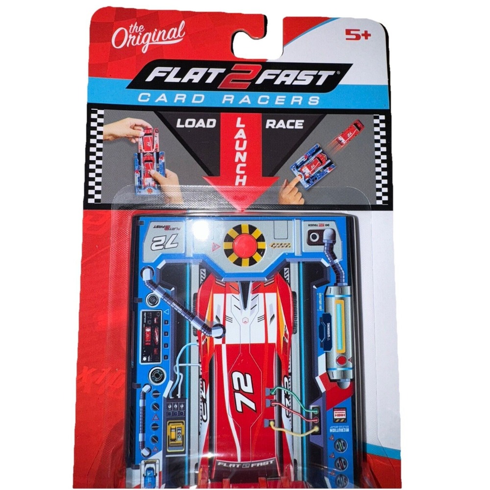 Luki Lab Flat 2 Fast Card Racers Red 72 Transforming Toy Car Launcher F2F-R72-01 - Picture 2 of 7